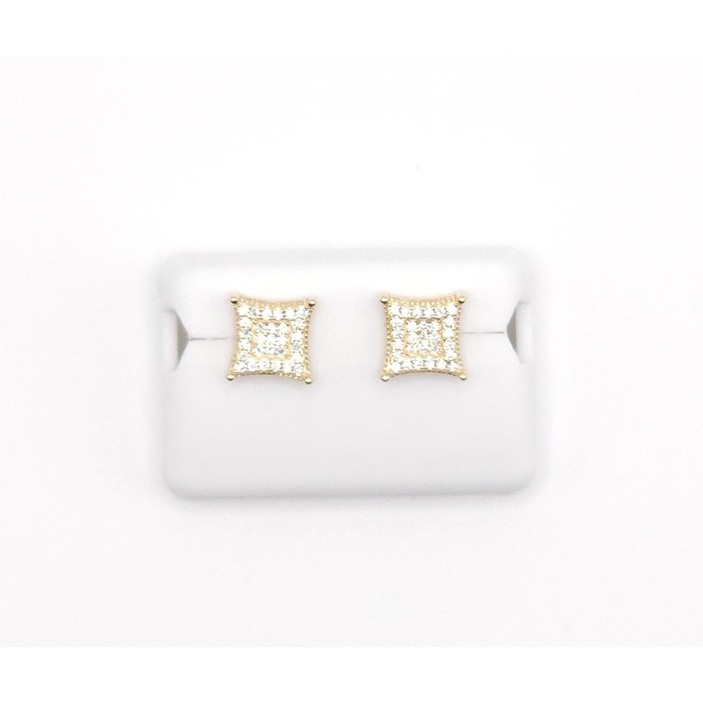 925 Silver Gold Moissanite Stud Earrings - Picture 5 of 13